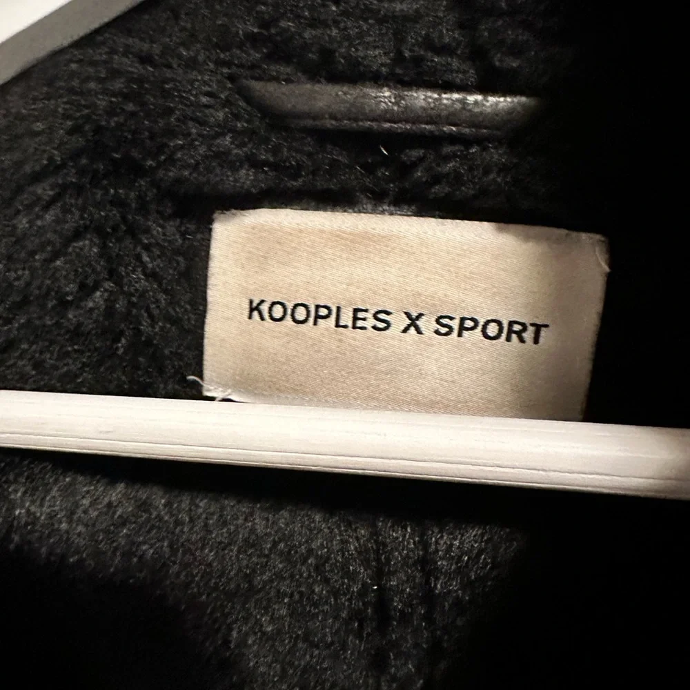 The Kooples Vegan Black Leather Aviator Jacket with Faux Shearling Trim - Picture 4 of 5